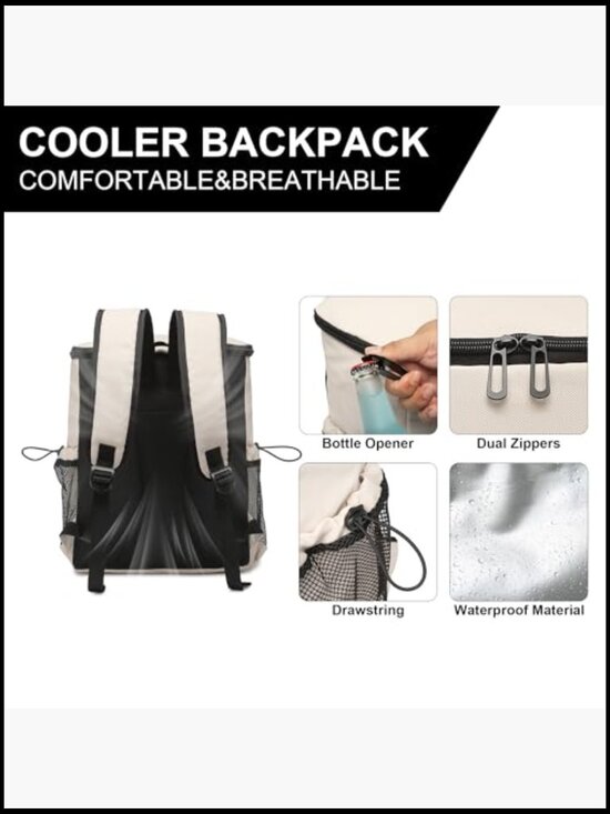 Insulated Backpack Cooler Leakproof Soft Lightweight 30 Can Picnic Beach Travel main image 6